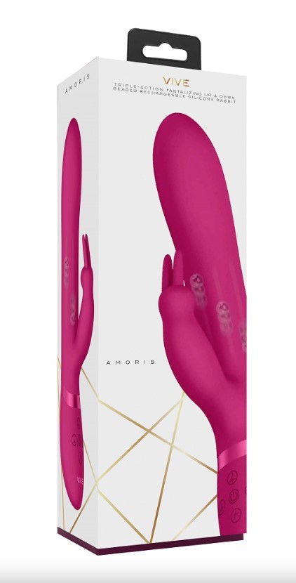 Vibrator Rabbit 3-in-1 Amoris Stimulating Beads Silicon Roz, #4, Erotic24.ro