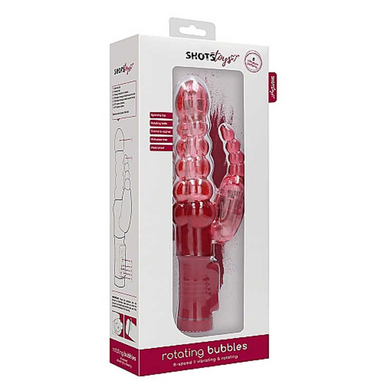 Vibrator Rabbit Rotating Bubbles 8 Moduri Rosu 23 cm, #6, Erotic24.ro