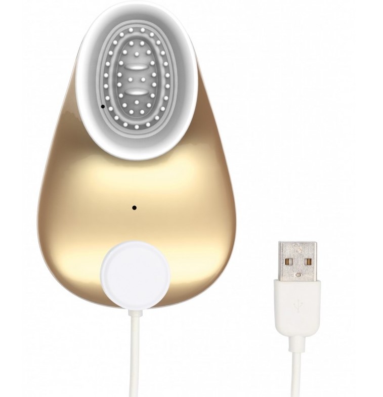 Stimulator Twitch Hands Free, Suction&Vibration, USB, Gold, Nr. 2, Erotic24.ro