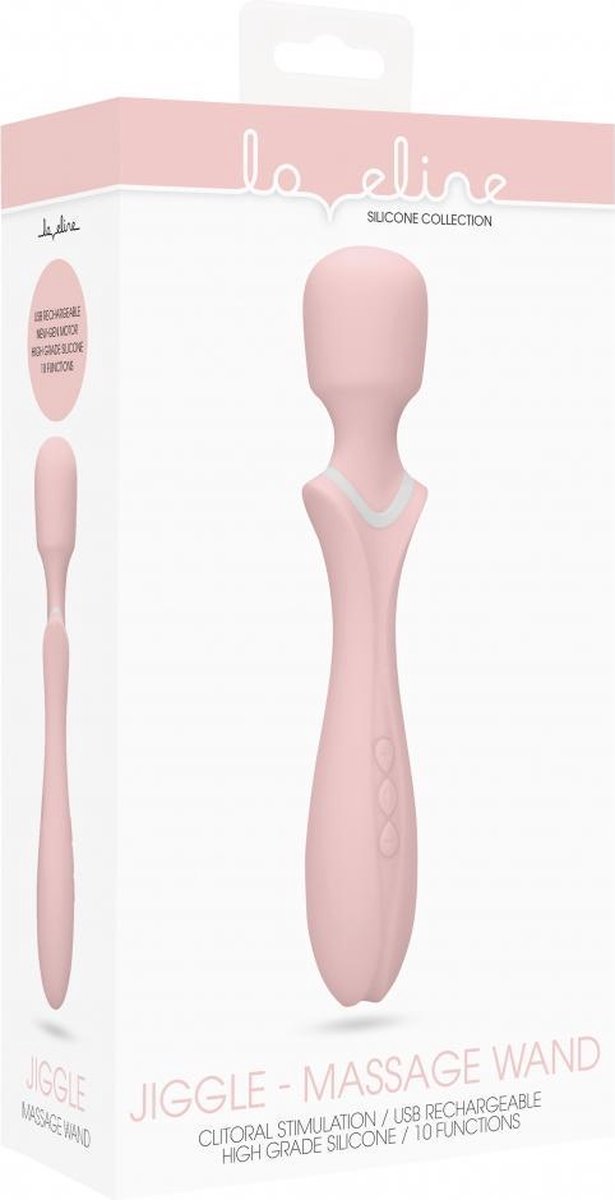 Vibrator Masaj Jiggle, 10 Moduri Vibratii, Silicon, USB, Roz, 22.6 cm, #6, Erotic24.ro