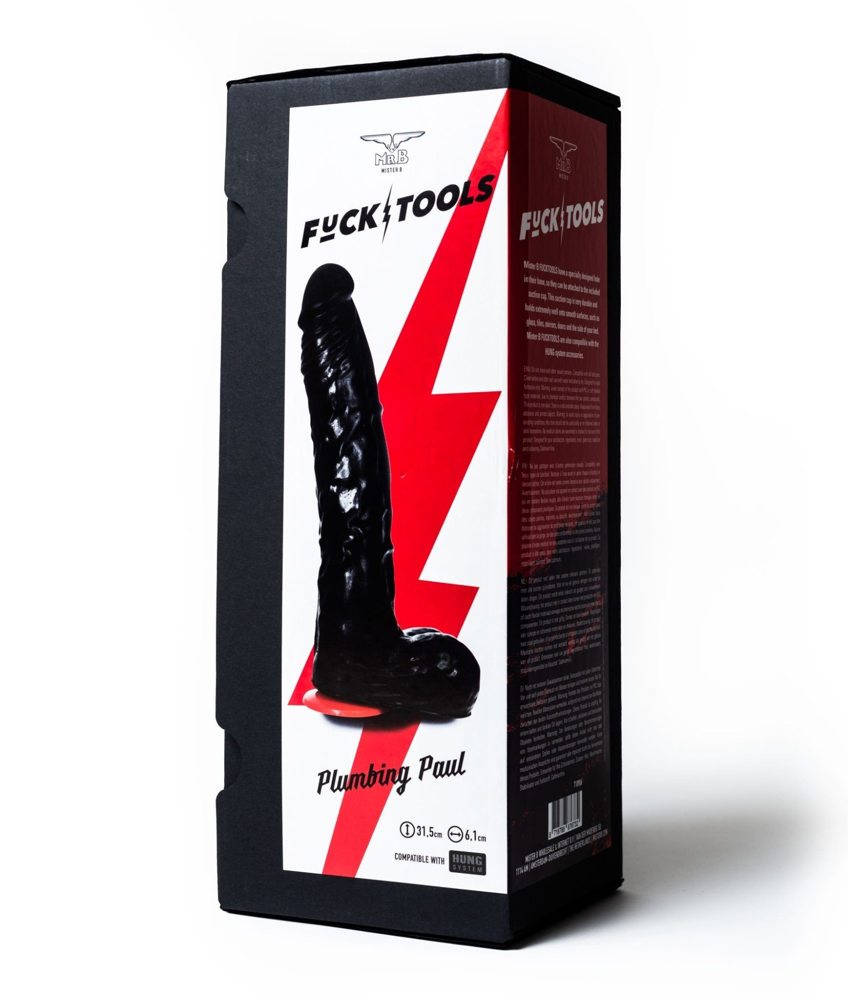 Dildo Realist Plumbing Hank Compatible HUNG System Negru 31.5 cm , #3, Erotic24.ro