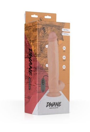 Vibrator Realist Dwane cu Telecomanda, 10 Moduri Vibratii, PVC, USB, Natural, 31 cm, #7, Erotic24.ro