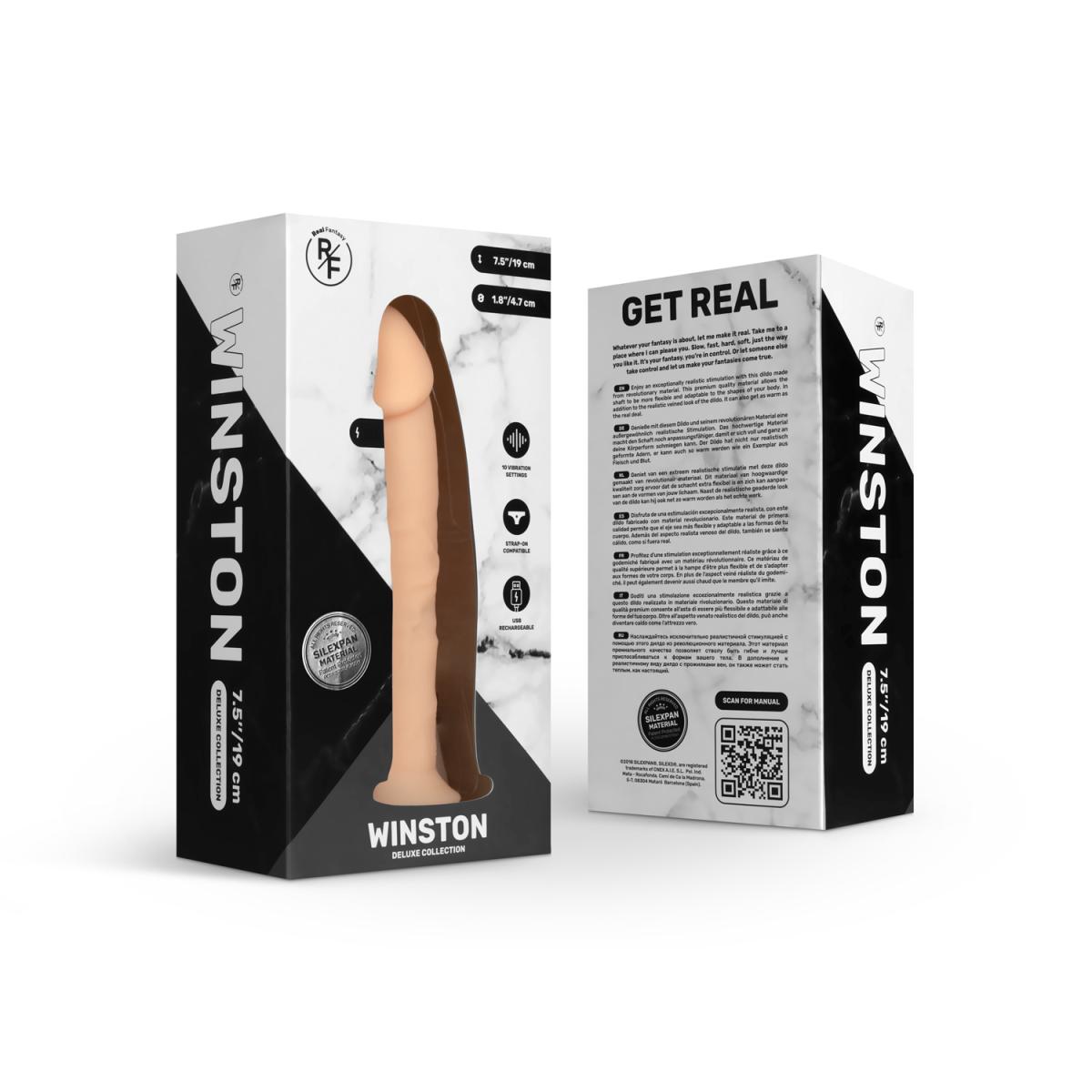 Vibrator Realist Winston, 10 Moduri Vibratii, Silicon Silexpan, USB, 19 cm, #9, Erotic24.ro