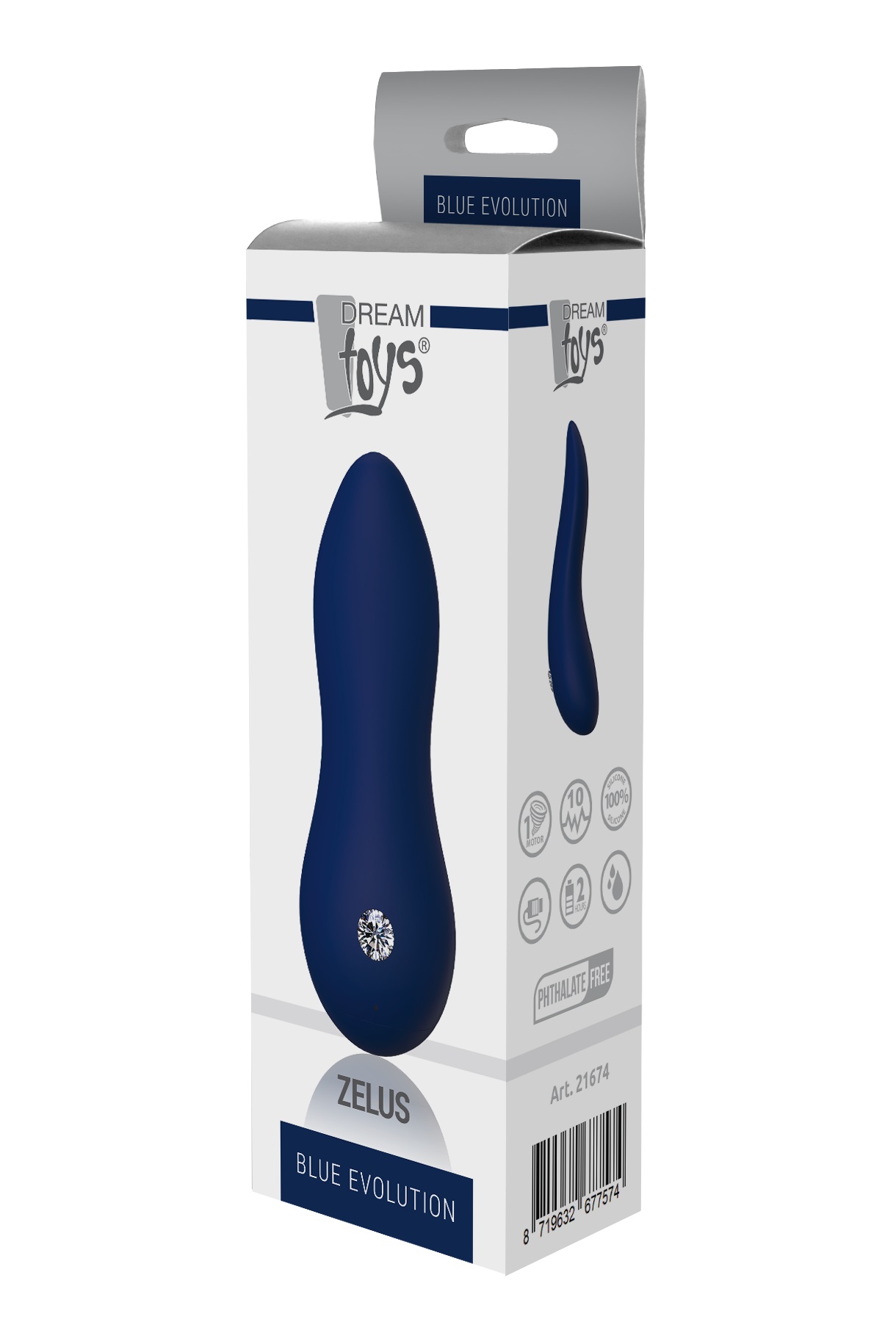Vibrator Zelus Blue Evolution, 10 Moduri Vibratii, Silicon, USB, Albastru Inchis, #7, Erotic24.ro