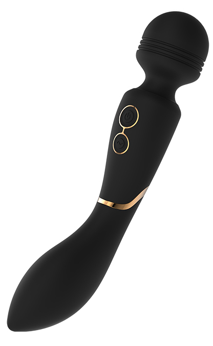 Vibrator Wand Elite Celine Silicon USB Negru/Auriu, Nr. 2, Erotic24.ro