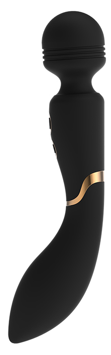 Vibrator Wand Elite Celine Silicon USB Negru/Auriu, Nr. 3, Erotic24.ro