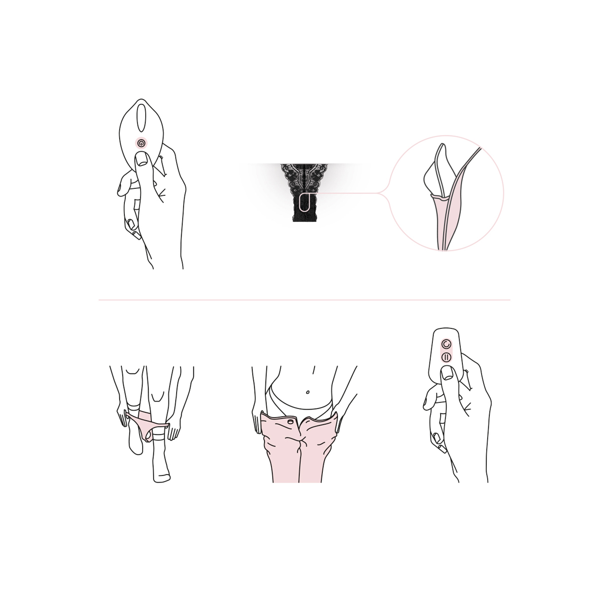 Bikini din Dantela cu Stimulator Clitoridian, Remote Control, 12 Moduri Vibratii, Silicon, USB, Negru , #13, Erotic24.ro