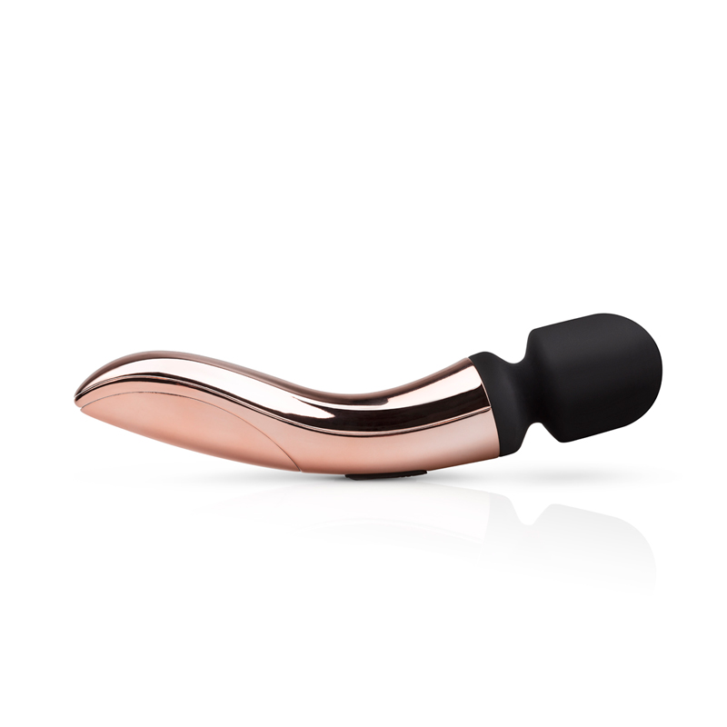 Vibrator Masa Curved Rosy Gold, 10 Moduri Vibratii, USB, 21 cm, #5, Erotic24.ro