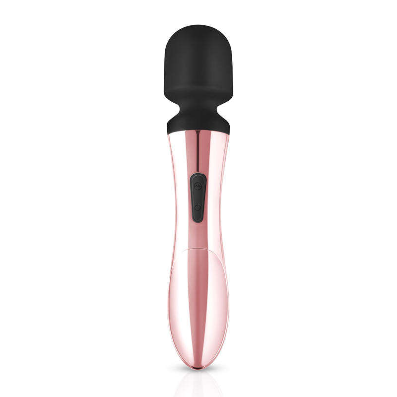 Vibrator Masa Curved Rosy Gold, 10 Moduri Vibratii, USB, 21 cm, #2, Erotic24.ro