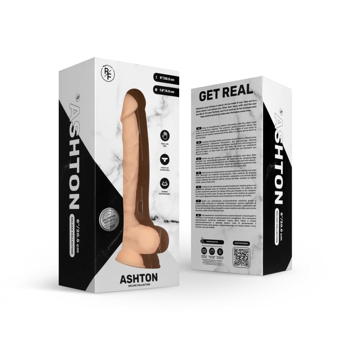 Dildo Realist Ashton Real Fantasy Deluxe Silexpan 20.5 cm, #9, Erotic24.ro