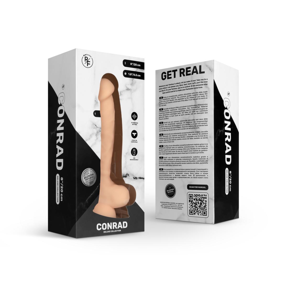 Vibrator Realist Conrad, 10 Moduri Vibratii, Silicon Silexpan, USB, 20 cm, #10, Erotic24.ro