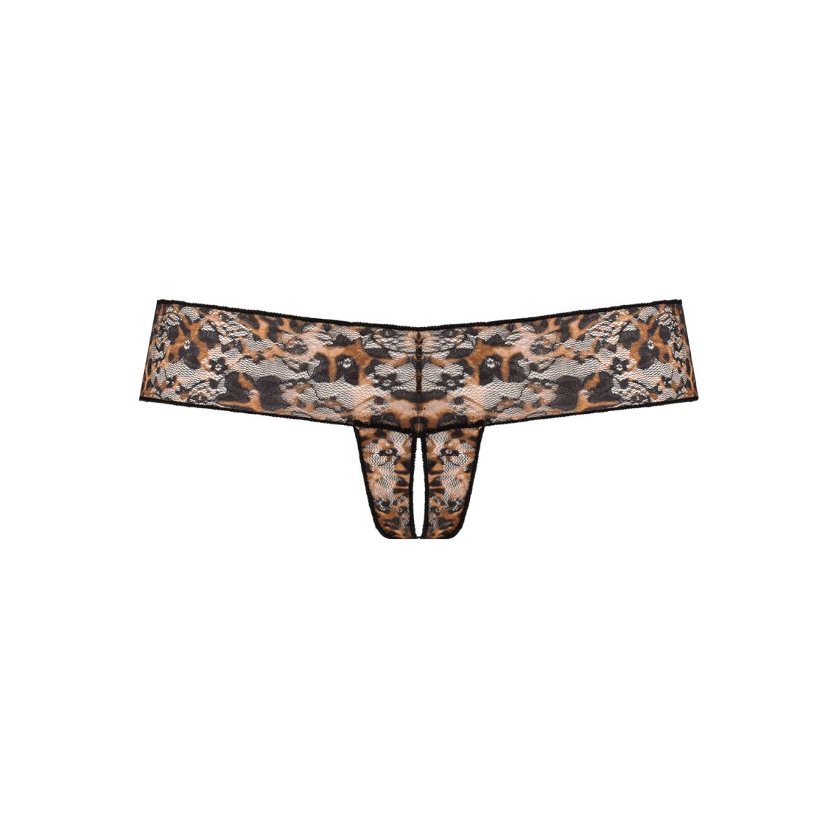 Bikini Crotchless Gigi din Dantela, Animal Print, S/M