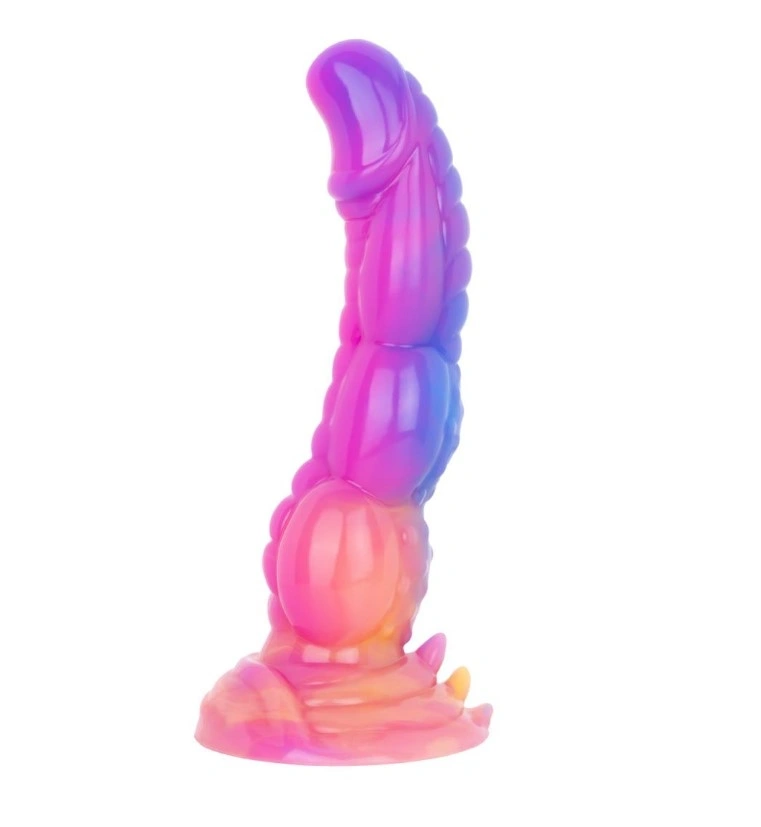 Dildo Mythical Mates Blazetail Dragon cu Ventuza, Silicon, Mov Neon, 25.5 cm, Nr. 1, Erotic24.ro