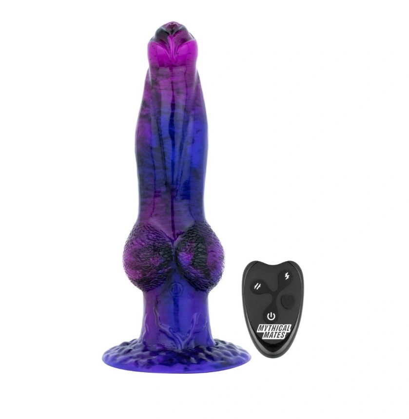 Vibrator Mythical Mates Alien Thrusting, Remote Control, Silicon, USB, Mov/Albastru, 24 cm, Nr. 3, Erotic24.ro