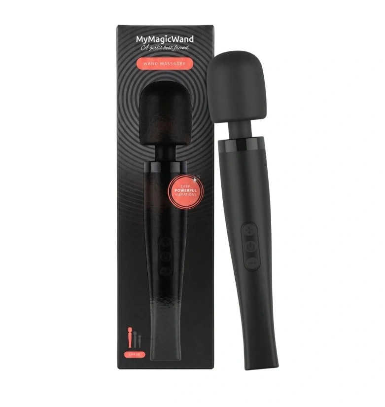 Vibrator MyMagicWand Large, 7 Moduri Vibratii, 6 Intensitati de Viteza, Silicon, ABS, USB, Negru, 32.7 cm, #6, Erotic24.ro