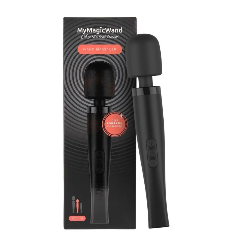 Vibrator MyMagicWand Medium, 7 Moduri Vibratii, 4 Intensitati de Viteza, Silicon, ABS, USB, Negru, 25.8 cm, #6, Erotic24.ro
