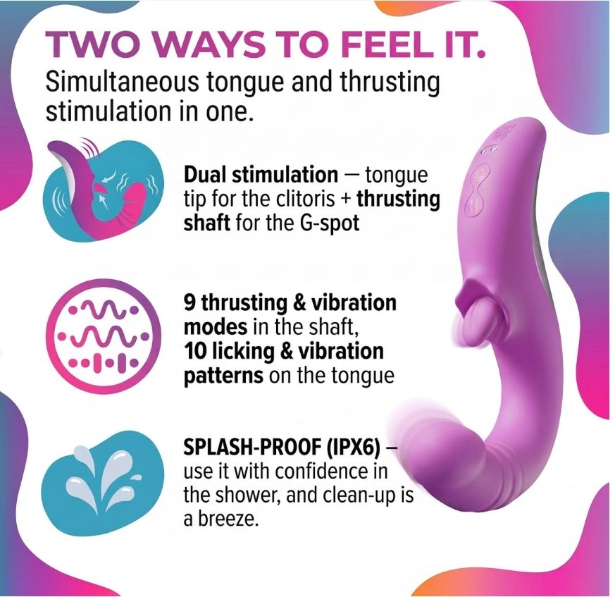 Vibrator Zumi, 9 Moduri Impingere si Vibratii, 10 Moduri Licking, Silicon, USB Magnetic, Mov, 19.9 cm, #9, Erotic24.ro