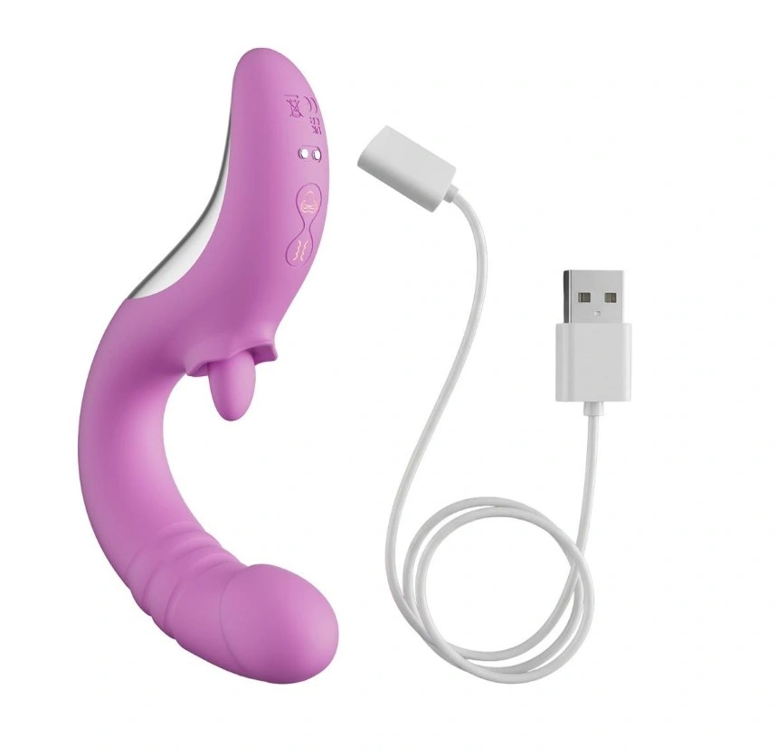 Vibrator Zumi, 9 Moduri Impingere si Vibratii, 10 Moduri Licking, Silicon, USB Magnetic, Mov, 19.9 cm, #6, Erotic24.ro