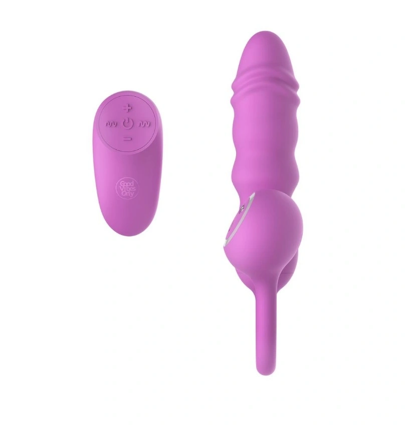Vibrator Flyn, Remote Control,  10 Moduri Impingere, 10 Moduri Vibratii, Silicon, USB, Roz, 12 cm, #4, Erotic24.ro