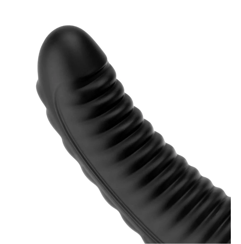 Dop Anal BUTTR Huge Double Ribbed, PVC, Negru, 26 cm, #5, Erotic24.ro