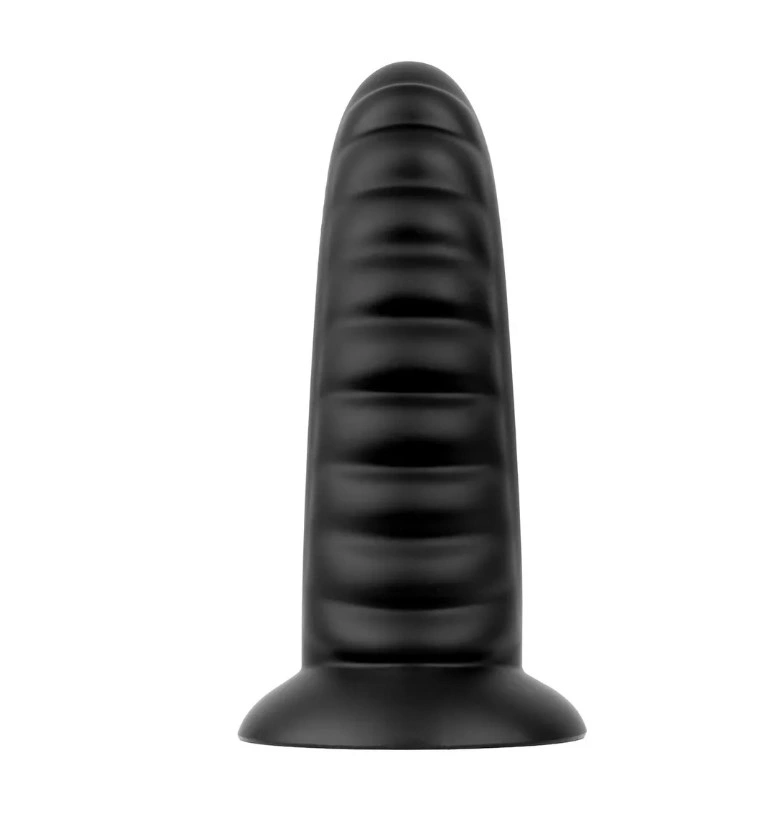 Dop Anal BUTTR Huge Double Ribbed, PVC, Negru, 26 cm, #4, Erotic24.ro
