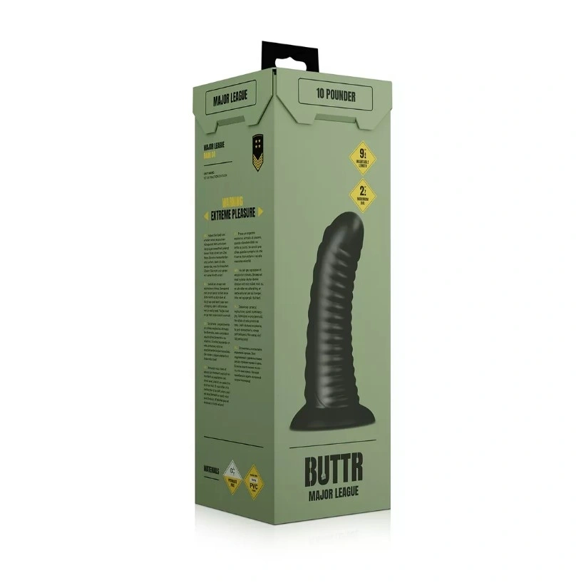 Dop Anal BUTTR Huge Double Ribbed, PVC, Negru, 26 cm, #7, Erotic24.ro