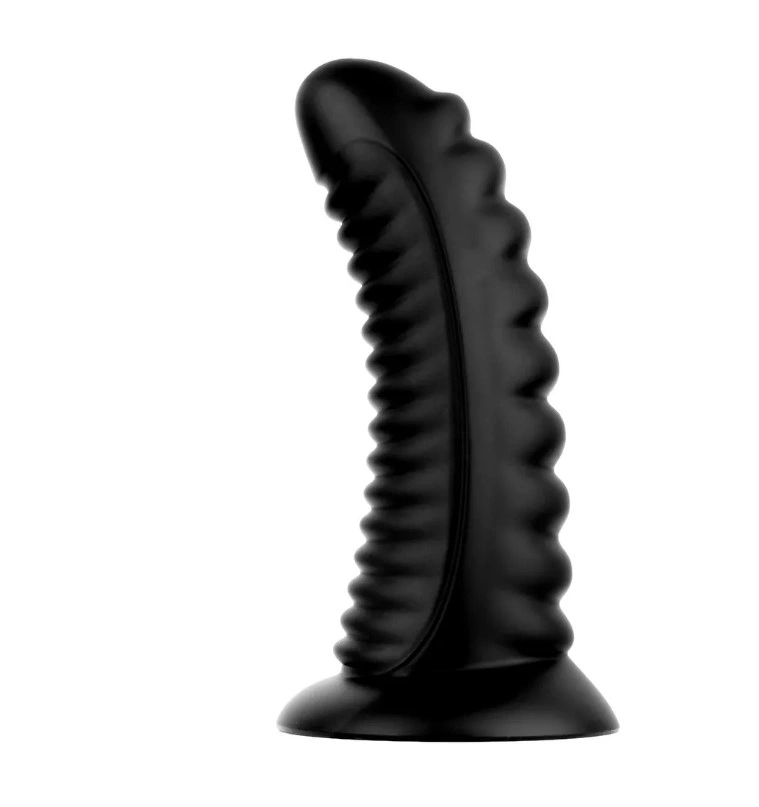 Dop Anal BUTTR Huge Double Ribbed, PVC, Negru, 26 cm, #1, Erotic24.ro