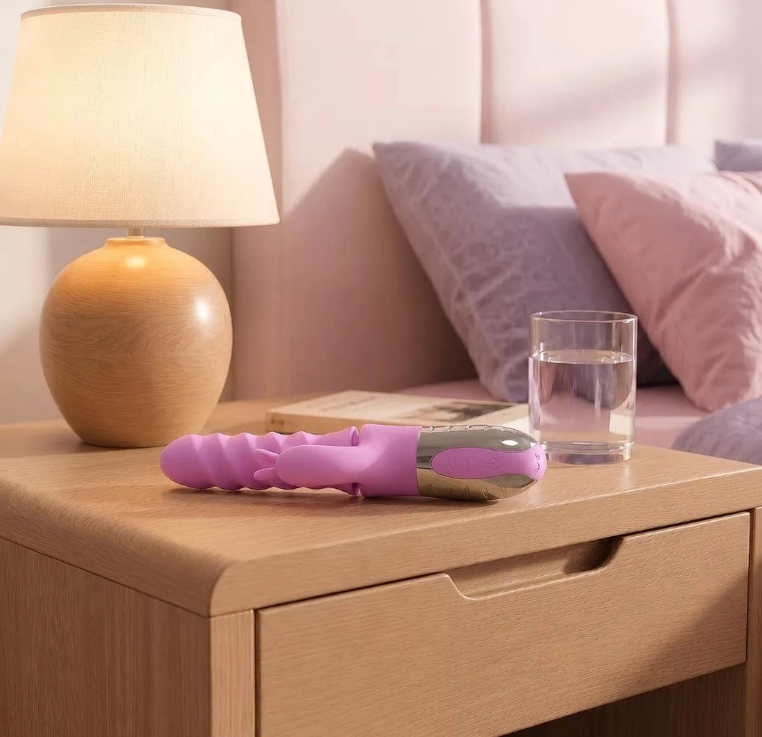 Vibrator Iepuras Mila, Vibratii, Rotatii, Impingere, Silicon, USB, Mov, 25.7 cm, #7, Erotic24.ro