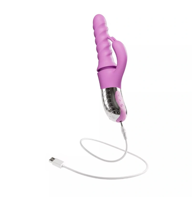 Vibrator Iepuras Mila, Vibratii, Rotatii, Impingere, Silicon, USB, Mov, 25.7 cm, #5, Erotic24.ro