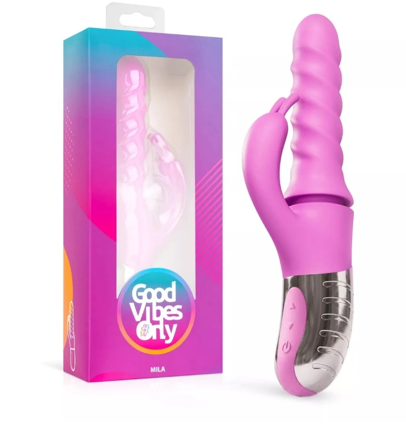 Vibrator Iepuras Mila, Vibratii, Rotatii, Impingere, Silicon, USB, Mov, 25.7 cm, #10, Erotic24.ro