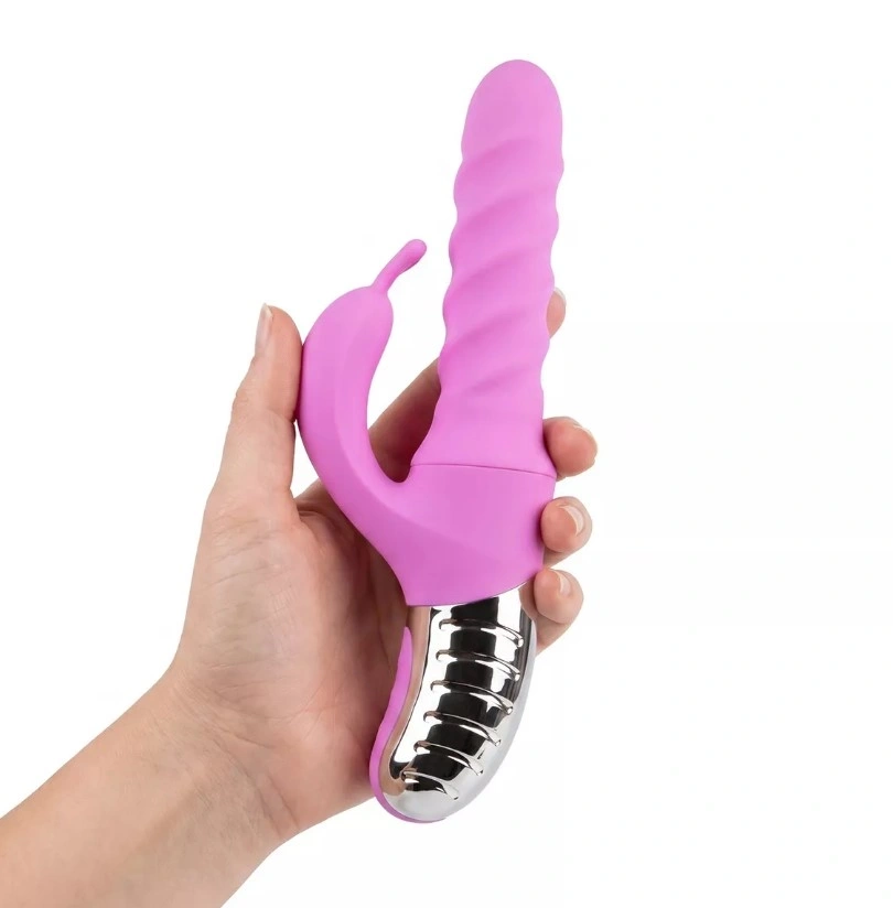 Vibrator Iepuras Mila, Vibratii, Rotatii, Impingere, Silicon, USB, Mov, 25.7 cm, #2, Erotic24.ro