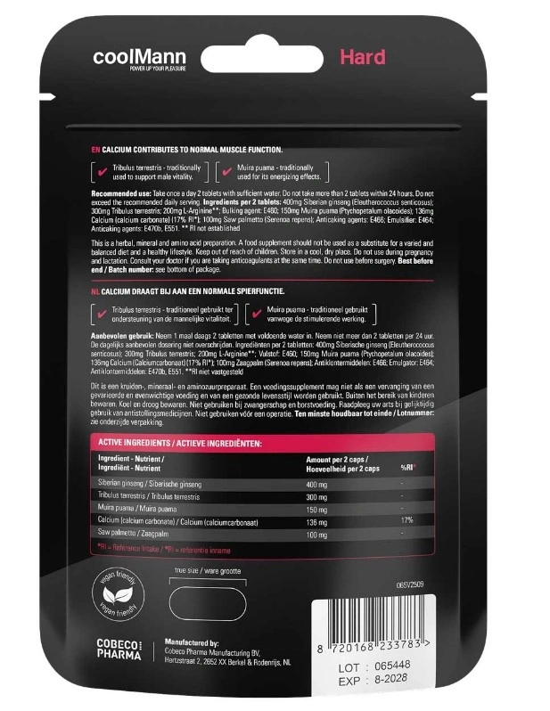 60 Capsule pentru Vitalitatea Sporita HARD CoolMann, #2, Erotic24.ro