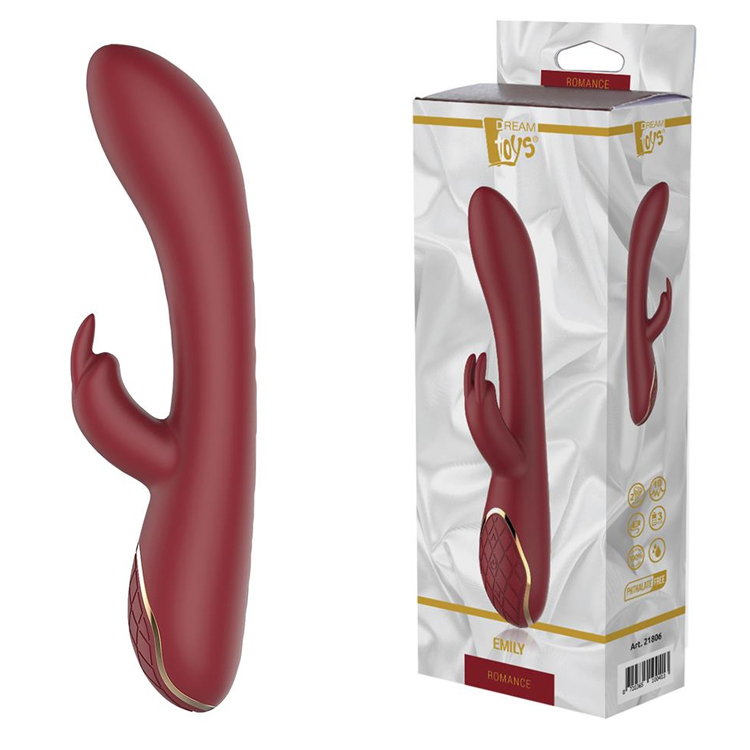 Vibrator Rabbit Emily Romance 10 Moduri Vibratii Silicon USB Rosu 20.1 cm, Nr. 2, Erotic24.ro