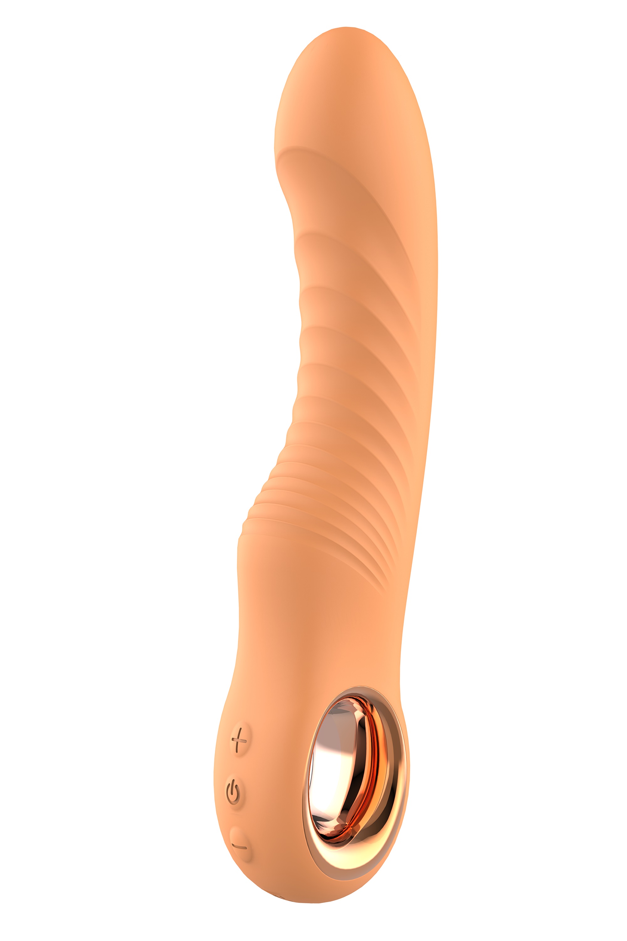 Vibrator Ribbed Vibe Glam, 10 Moduri Vibratii, Silicon, USB, Portocaliu, 22 cm, #3, Erotic24.ro