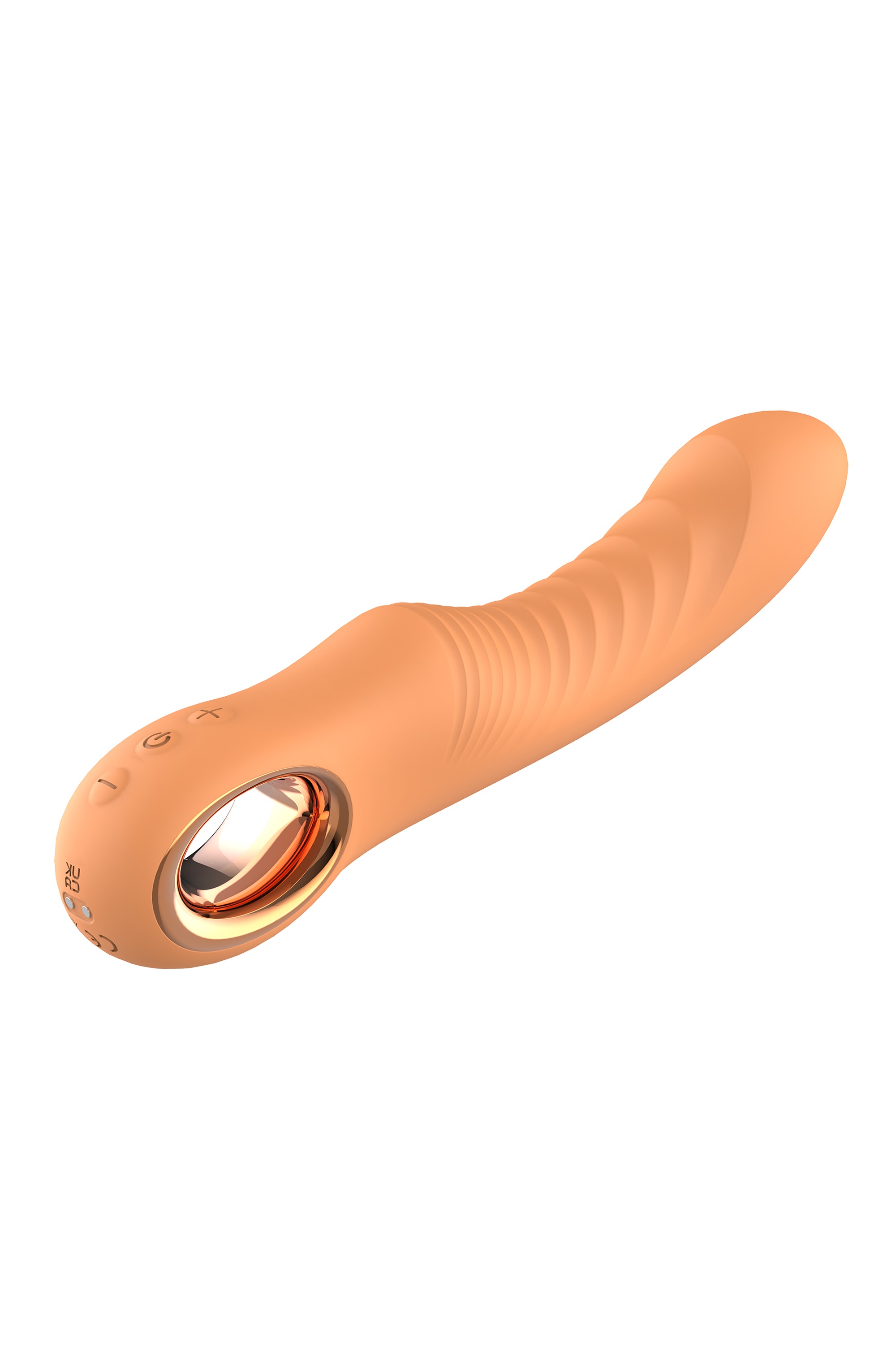 Vibrator Ribbed Vibe Glam, 10 Moduri Vibratii, Silicon, USB, Portocaliu, 22 cm, #5, Erotic24.ro