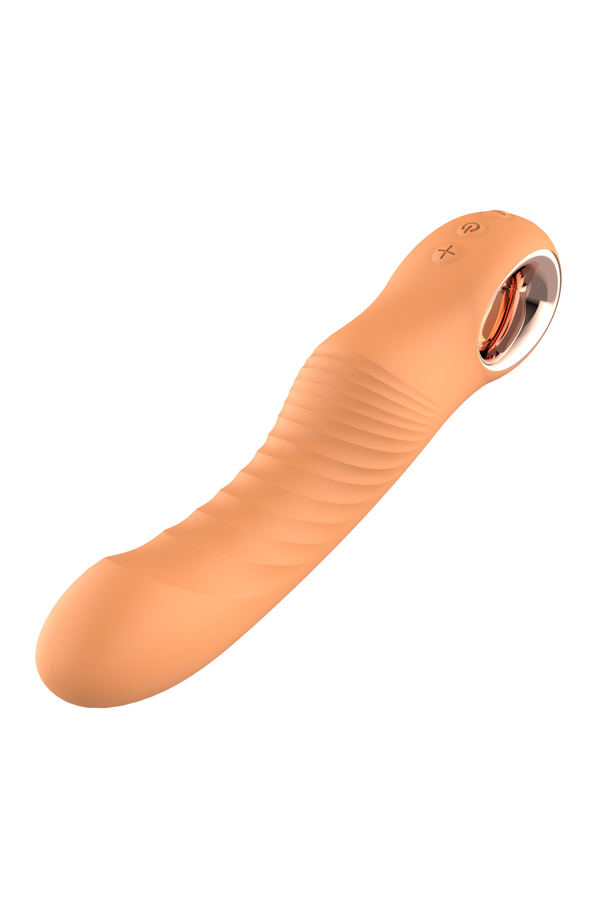Vibrator Ribbed Vibe Glam, 10 Moduri Vibratii, Silicon, USB, Portocaliu, 22 cm, #7, Erotic24.ro