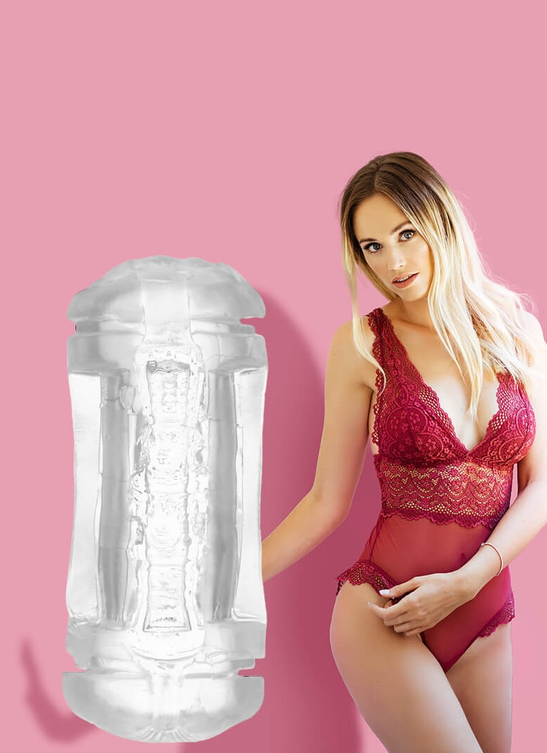 Masturbator Dublu Pussy&Anus Sophia Transparent 16.5 cm 