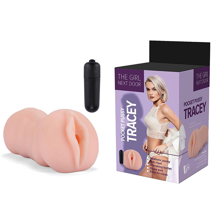 Masturbator Pussy Tracey cu Vibratii Realistic Skin 13.5 cm