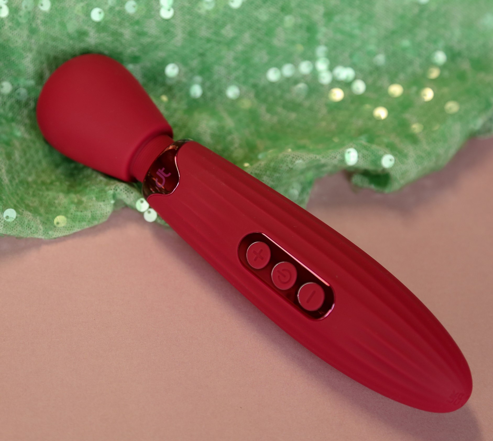Vibrator Wand Glam, 8 Moduri Vibratii, Silicon, USB, Rosu Inchis, 20.5 cm, #8, Erotic24.ro