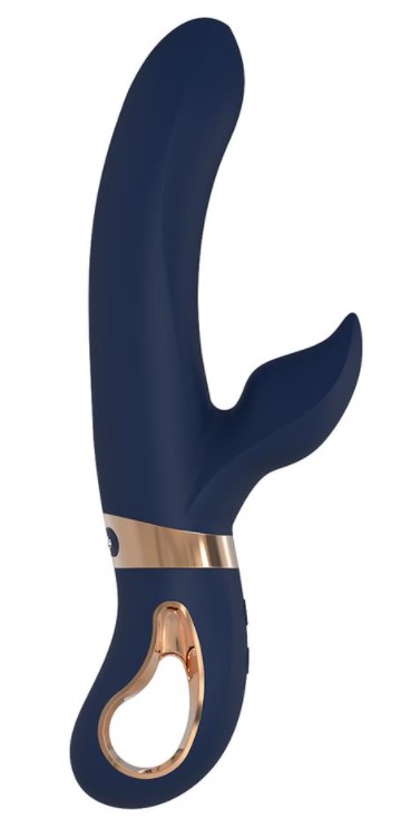 Vibrator Rabbit Atropos 10 Moduri Vibratii Functie de Incalzire Silicon Lichid Albastru 23 cm Goddess Collection, #2, Erotic24.ro