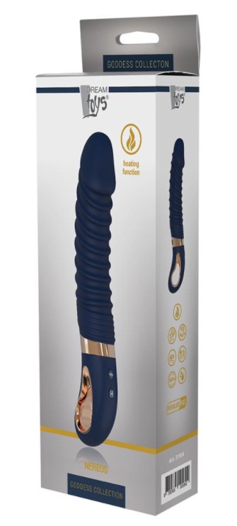 Vibrator Nereos 10 Moduri Vibratii Functie Incalzire Silicon Lichid USB Albastru 23 cm Goddess Collection, #4, Erotic24.ro