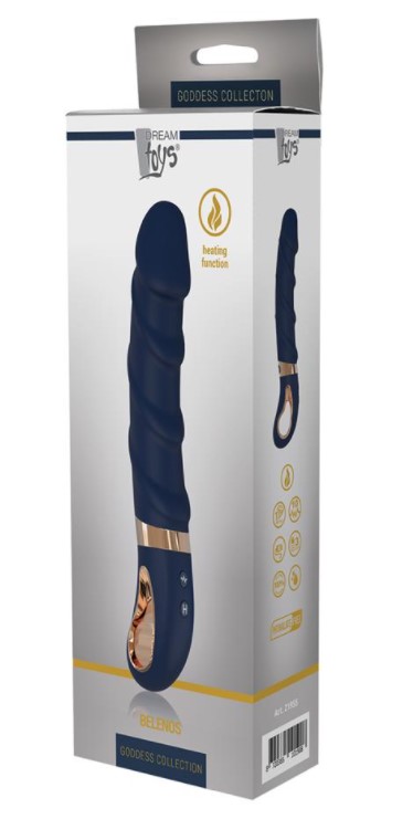 Vibrator Belenos 10 Moduri Vibratii Functie Incalzire Silicon Lichid USB Albastru 23 cm Goddess Collection, #4, Erotic24.ro