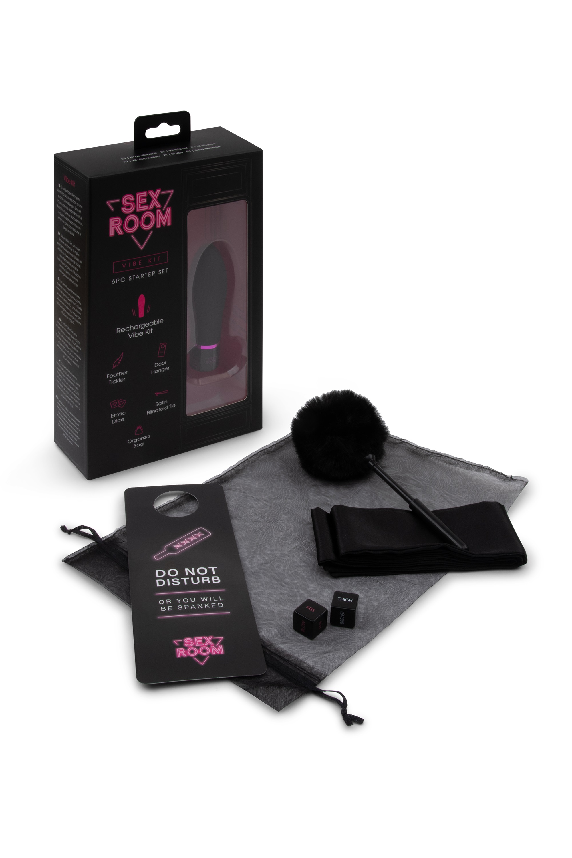 Sex Room Vibe Kit, 6 Piese, Negru/Roz, #2, Erotic24.ro