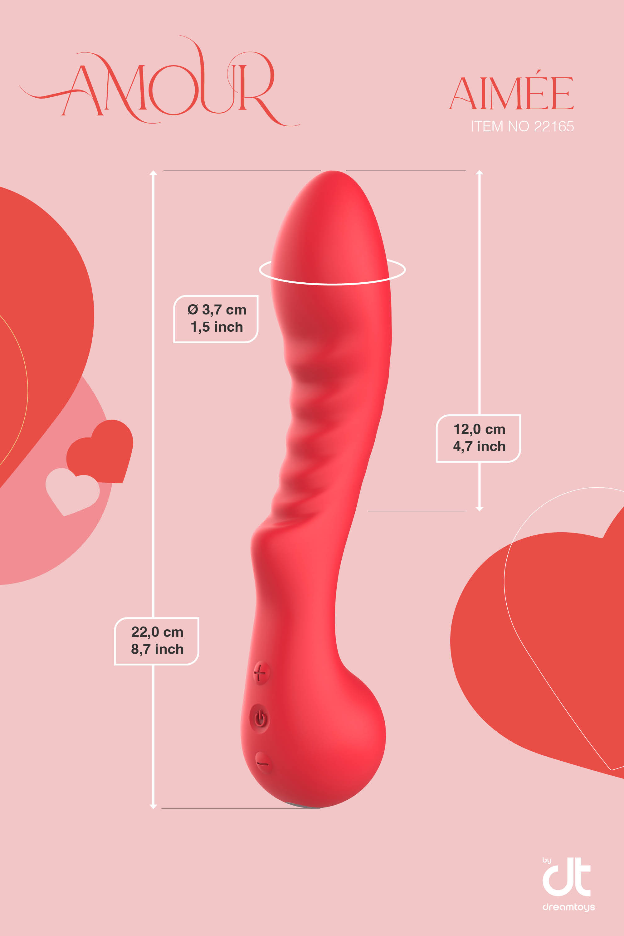Vibrator Punctul G Amour Aimee, 10 Moduri Vibratii, Silicon, USB, Rosu, 22 cm, #5, Erotic24.ro