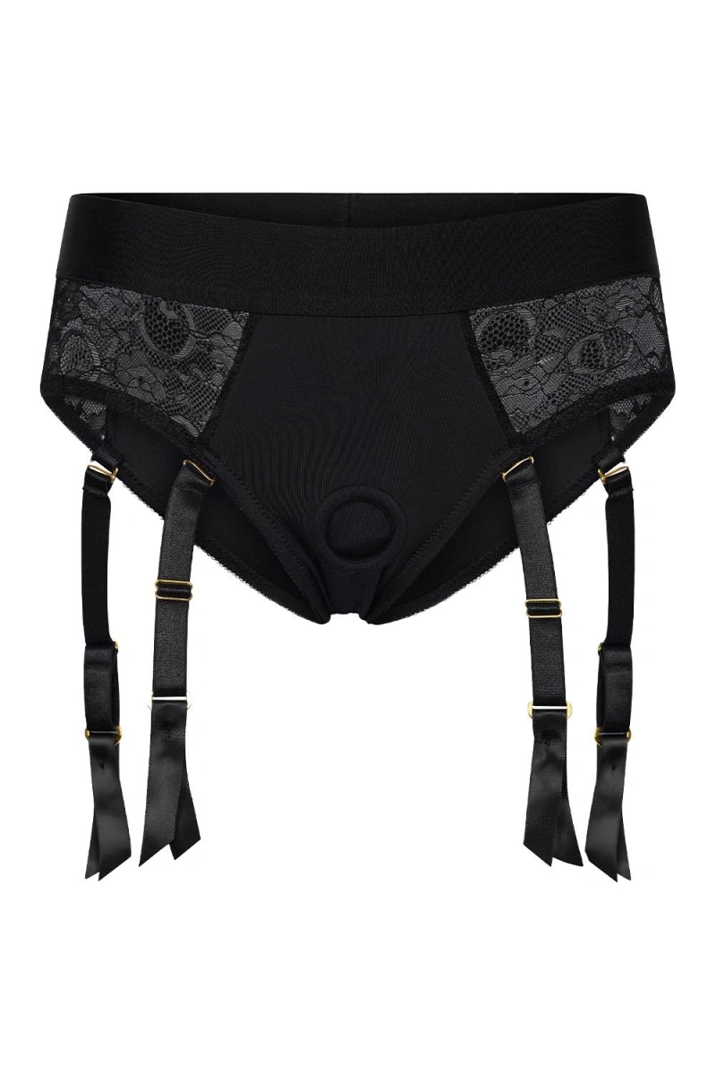 Reva Strap-on Bikini Marime L cu Dildo Inclus din Silicon, Negru, 15.5 cm, #3, Erotic24.ro