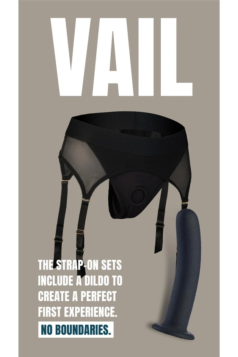 Vail Strap-on Portjartier Marime L cu Dildo Inclus din Silicon, Negru, 15.5 cm, #5, Erotic24.ro