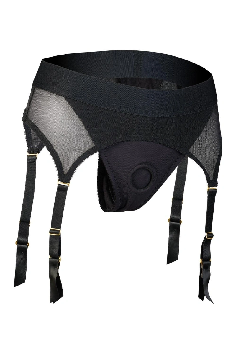 Vail Strap-on Portjartier Marime L cu Dildo Inclus din Silicon, Negru, 15.5 cm, #4, Erotic24.ro