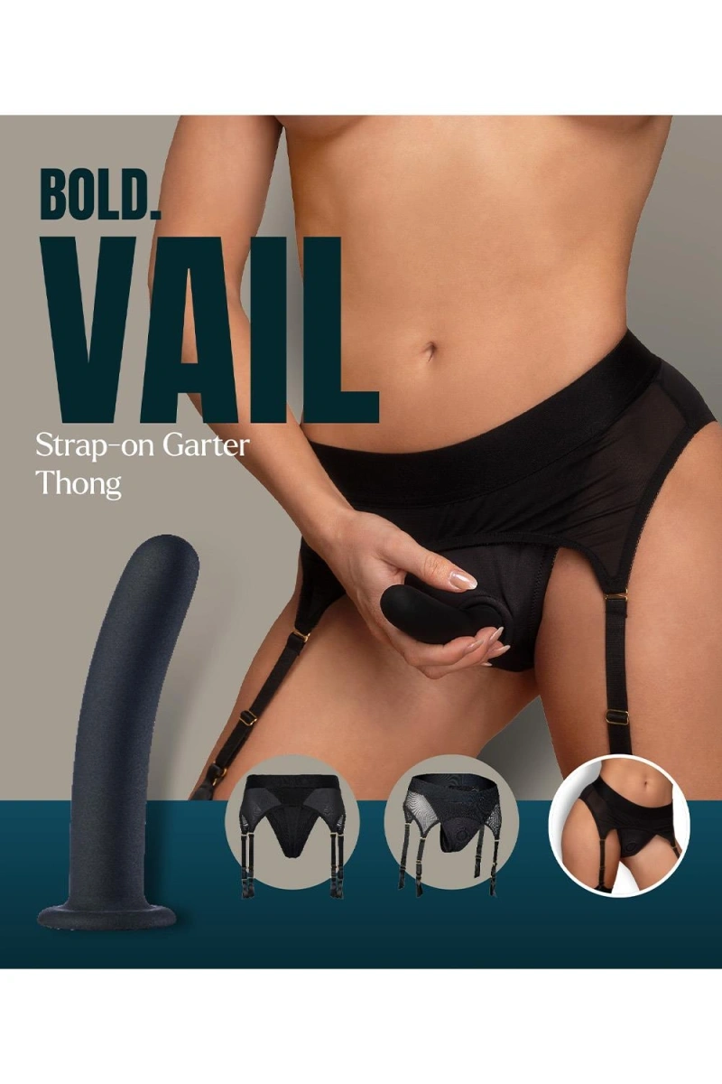 Vail Strap-on Portjartier Marime XL cu Dildo Inclus din Silicon, Negru, 15.5 cm, #9, Erotic24.ro