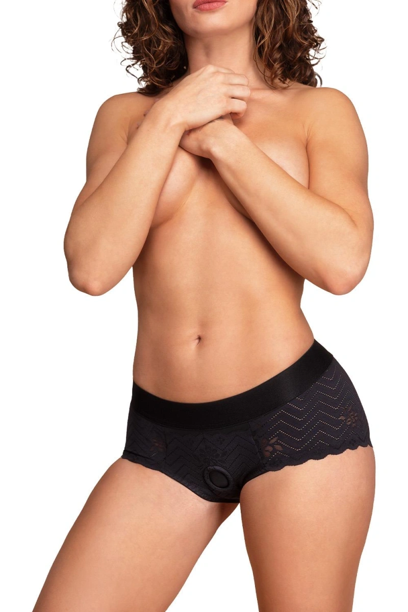 Phoenix Strap-on Boxeri Marime M cu Dildo Inclus din Silicon, Negru, 15.5 cm, #2, Erotic24.ro