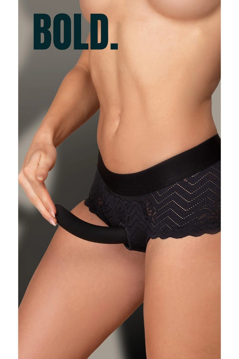 Phoenix Strap-on Boxeri Marime XL cu Dildo Inclus din Silicon, Negru, 15.5 cm, #11, Erotic24.ro